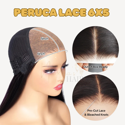 Angela - Peruca com Corte em Camadas e Risco Lateral