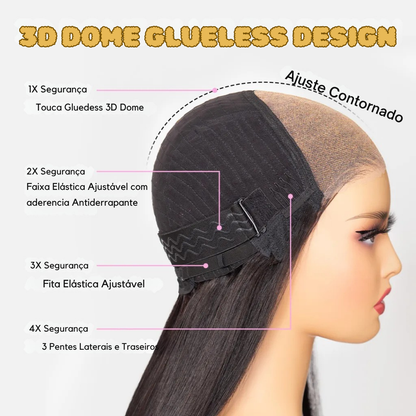 Angela - Peruca com Corte em Camadas e Risco Lateral