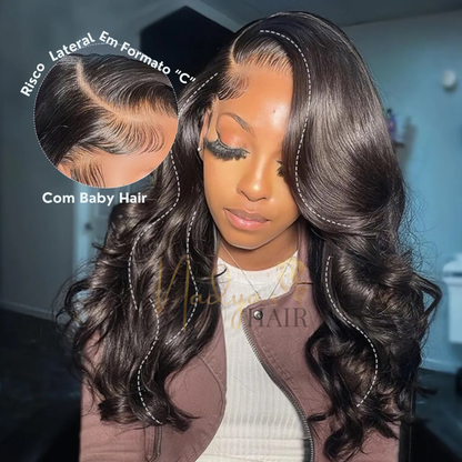 Angela - Peruca com Corte em Camadas e Risco Lateral